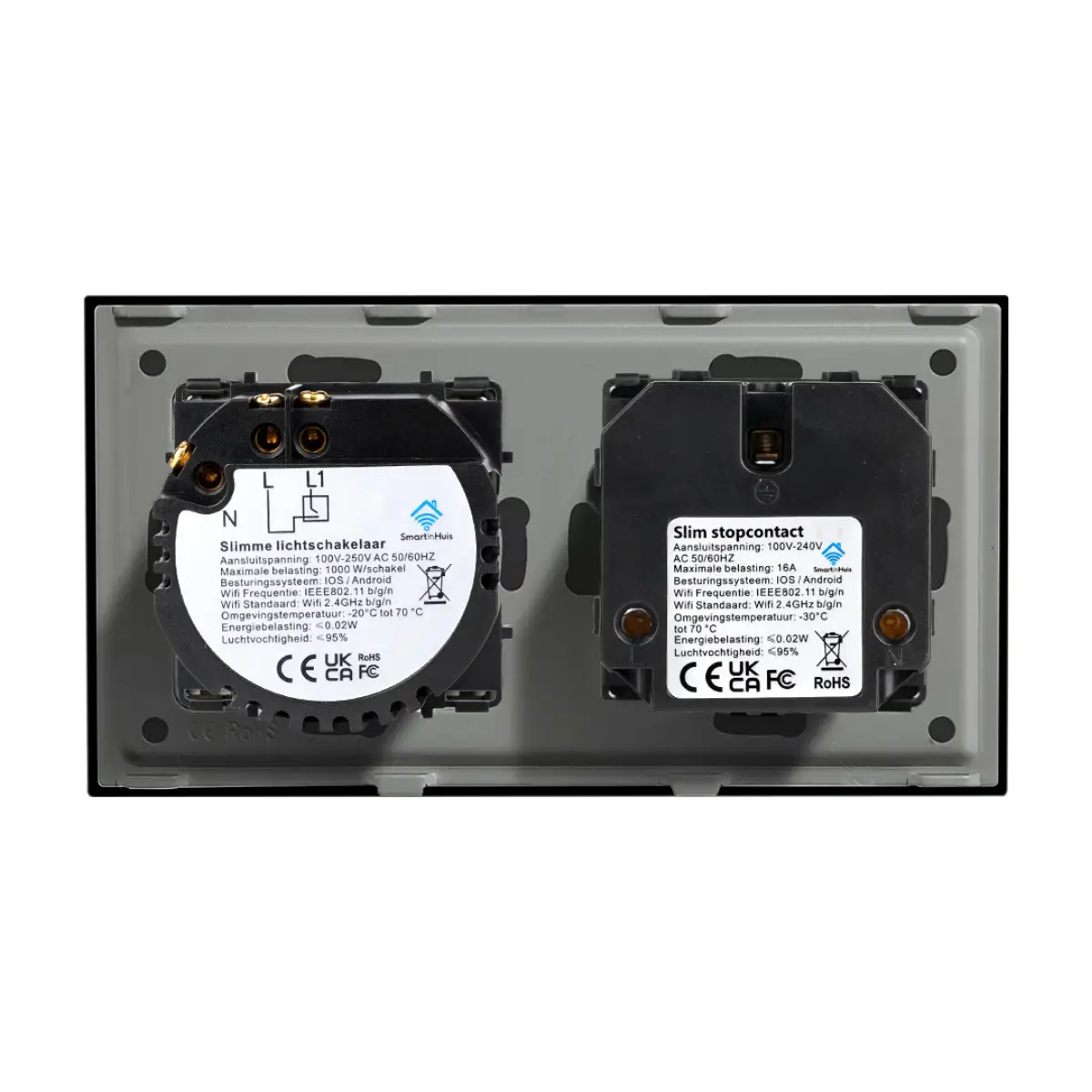 SmartinHuis - Slimme enkelpolige schakelaar + stopcontact - Energiemonitoring - Grijs - Kristalglas - 1 lamp - Afbeelding 4