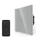 SmartinHuis - Slimme enkelpolige schakelaar - Grijs - Kristalglas - Wisselschakelaar - Wifi - 1 lamp