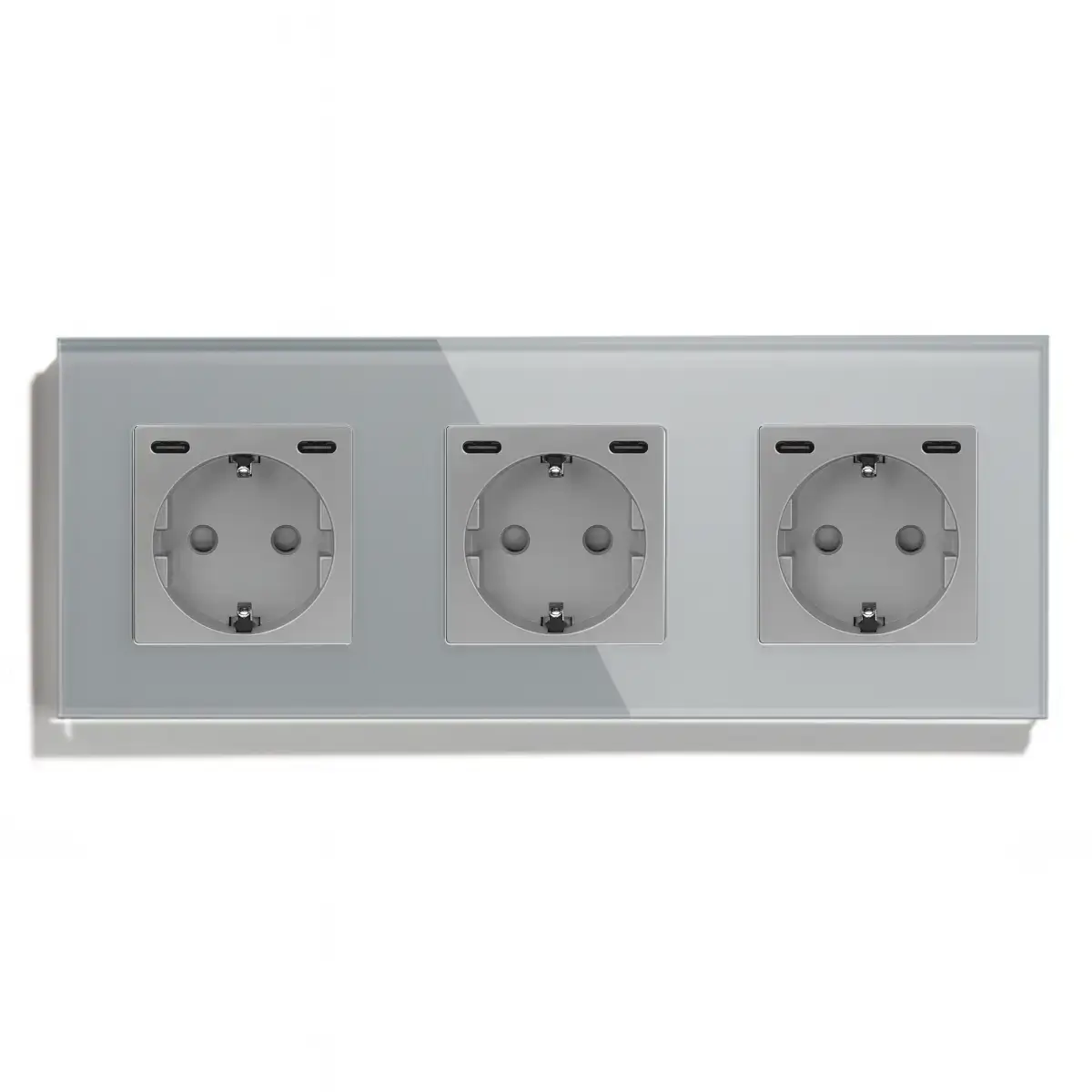 SmartinHuis - Drievoudig stopcontact - Grijs - USB C+C Fast Charger (20W) - Kristalglas - Afbeelding 2