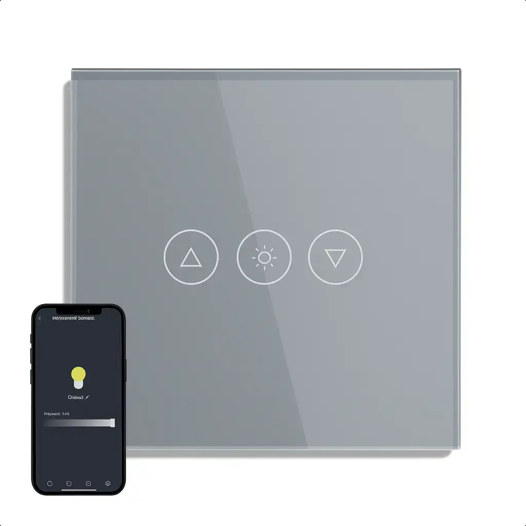 SmartinHuis - Slimme enkelpolige dimmer - Grijs - Fase-afsnijding - Kristalglas - Wifi - 1 lamp