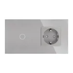 SmartinHuis - Enkelpolige schakelaar + stopcontact - Grijs - Kristalglas - 1 lamp