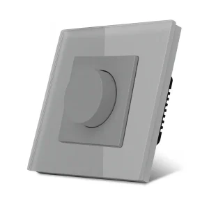 SmartinHuis – Mechanische ventilatorschakelaar – Grijs – Kristalglas – Touch – 1 lamp