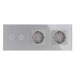 SmartinHuis - Wisselschakelaar + tweevoudig stopcontact - Grijs - Kristalglas - 2 lampen