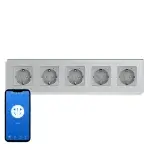 SmartinHuis - Slim vijfvoudig stopcontact - Grijs - Kristalglas - Wifi - Compatibel met Google Home - Energiemeter