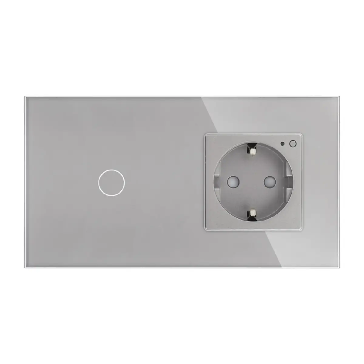 SmartinHuis - Slimme enkelpolige schakelaar + stopcontact - Grijs - Kristalglas - 1 lamp - Afbeelding 2