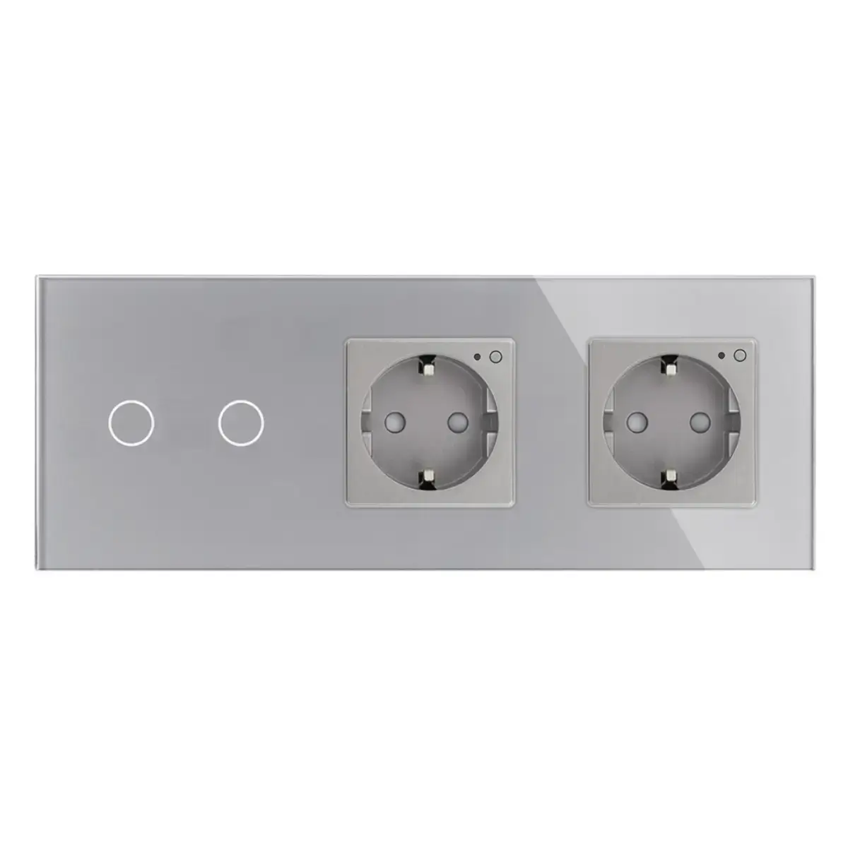 SmartinHuis - Slimme serieschakelaar + tweevoudig stopcontact - Energiemonitoring - Grijs - Kristalglas - 2 lampen - Afbeelding 2