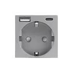 SmartinHuis – Module -  Stopcontact – Grijs – USB A+C (12W)