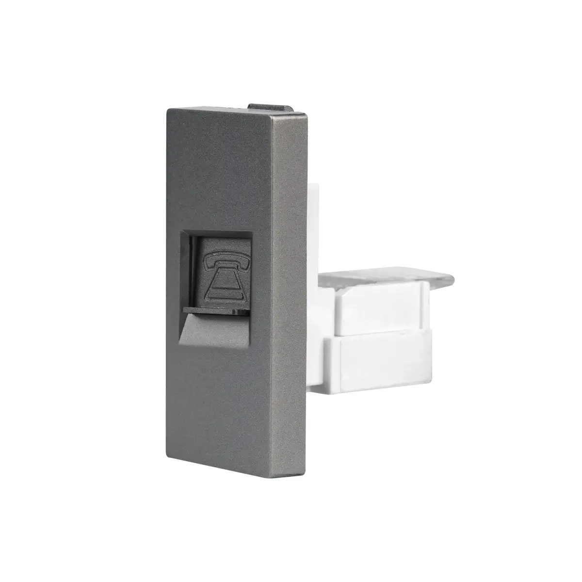 SmartinHuis - RJ11 Telefoonmodule – Inbouw (CAT 3) – Module 1/2 - Grijs