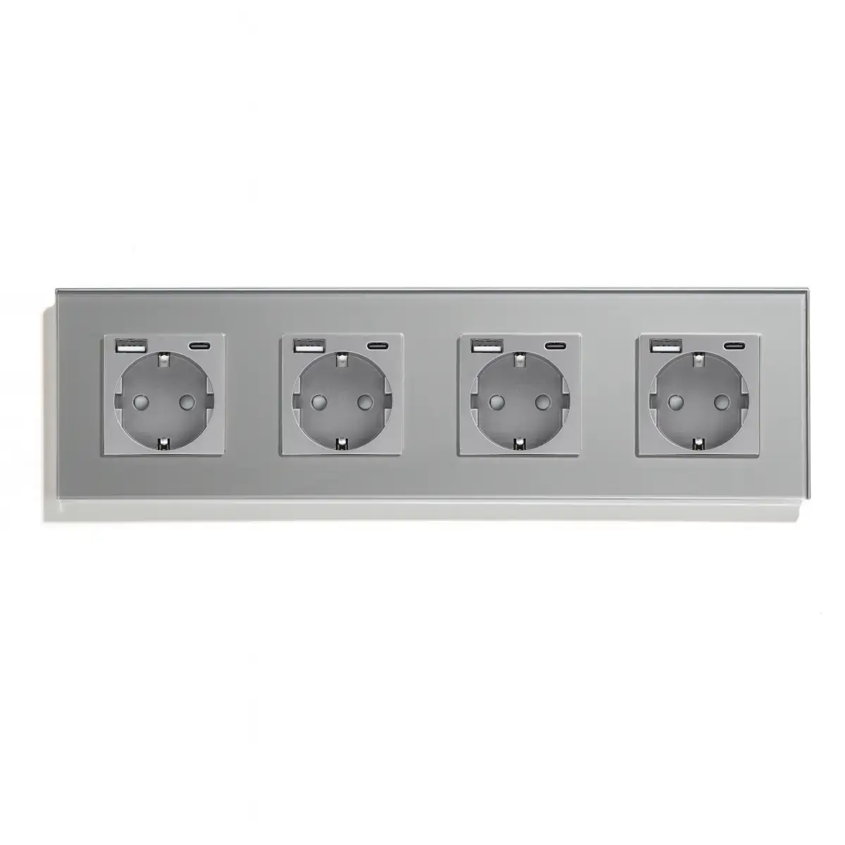 SmartinHuis - Viervoudig stopcontact - Grijs - USB A+C Fast Charger (20W) - Kristalglas - Afbeelding 2