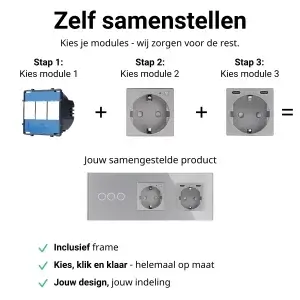 Zelf samenstellen - 3 inbouwdozen - Grijs