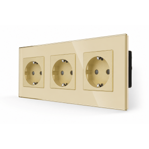 SmartinHuis - Drievoudig stopcontact - Goud - Kristalglas