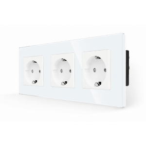 SmartinHuis - Drievoudig stopcontact - Wit - Kristalglas
