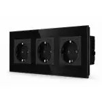 SmartinHuis - Drievoudig stopcontact - Zwart -  USB C+C Fast Charger (20W) - Kristalglas