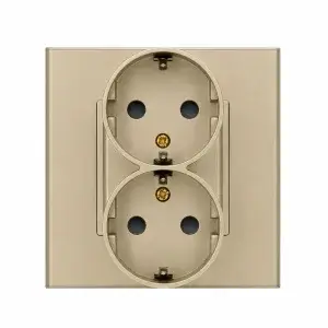 SmartinHuis - Dubbel stopcontact - Goud - Kristalglas - 1 inbouwdoos