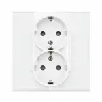 SmartinHuis - Dubbel stopcontact - Wit - Kristalglas - 1 inbouwdoos