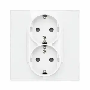 SmartinHuis - Dubbel stopcontact - Wit - Kristalglas - 1 inbouwdoos