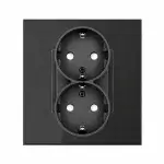 SmartinHuis - Dubbel stopcontact - Zwart - Kristalglas - 1 inbouwdoos