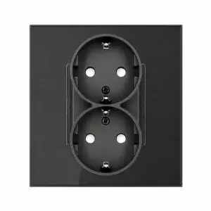 SmartinHuis - Dubbel stopcontact - Zwart - Kristalglas - 1 inbouwdoos