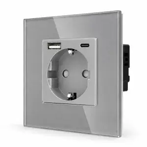 SmartinHuis Enkelvoudig-stopcontact-USB-AC-Schuin-Grijs-300x300 Schakelmateriaal