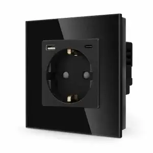 SmartinHuis Enkelvoudig-stopcontact-USB-AC-Schuin-Zwart-300x300 Schakelmateriaal