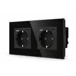 SmartinHuis - Tweevoudig stopcontact - Zwart -  USB A+C Fast Charger (20W) - Kristalglas