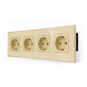 SmartinHuis - Viervoudig stopcontact - Goud - Kristalglas