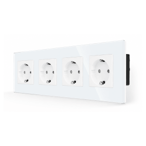 SmartinHuis - Viervoudig stopcontact - Wit - Kristalglas