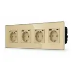 SmartinHuis - Viervoudig stopcontact - Goud -  USB A+C (12W) - Kristalglas