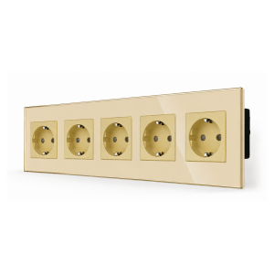 SmartinHuis - Vijfvoudig stopcontact - Goud - Kristalglas