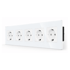 SmartinHuis - Vijfvoudig stopcontact - Wit - Kristalglas
