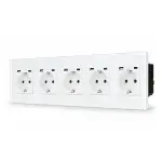 SmartinHuis - Vijfvoudig stopcontact - Wit -  USB A+C Fast Charger (20W) - Kristalglas