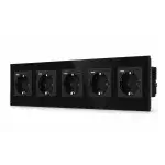 SmartinHuis - Vijfvoudig stopcontact - Zwart -  USB A+C Fast Charger (20W) - Kristalglas