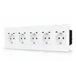 SmartinHuis - Vijfvoudig stopcontact - Wit -  USB C+C Fast Charger (20W) - Kristalglas